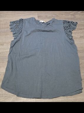 Blue  Top With Lacey Sleeve